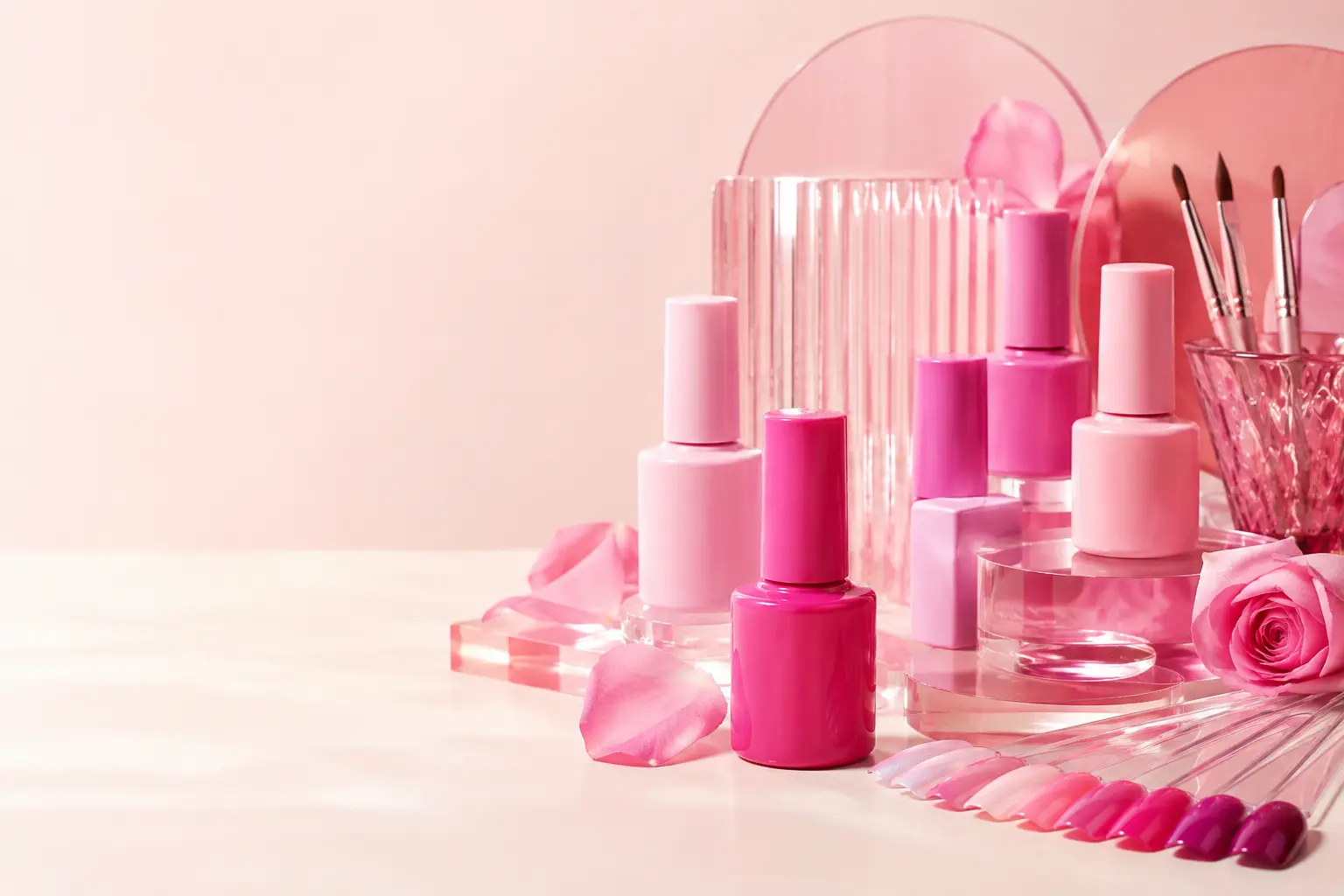 Pink and plum professional nail supplies