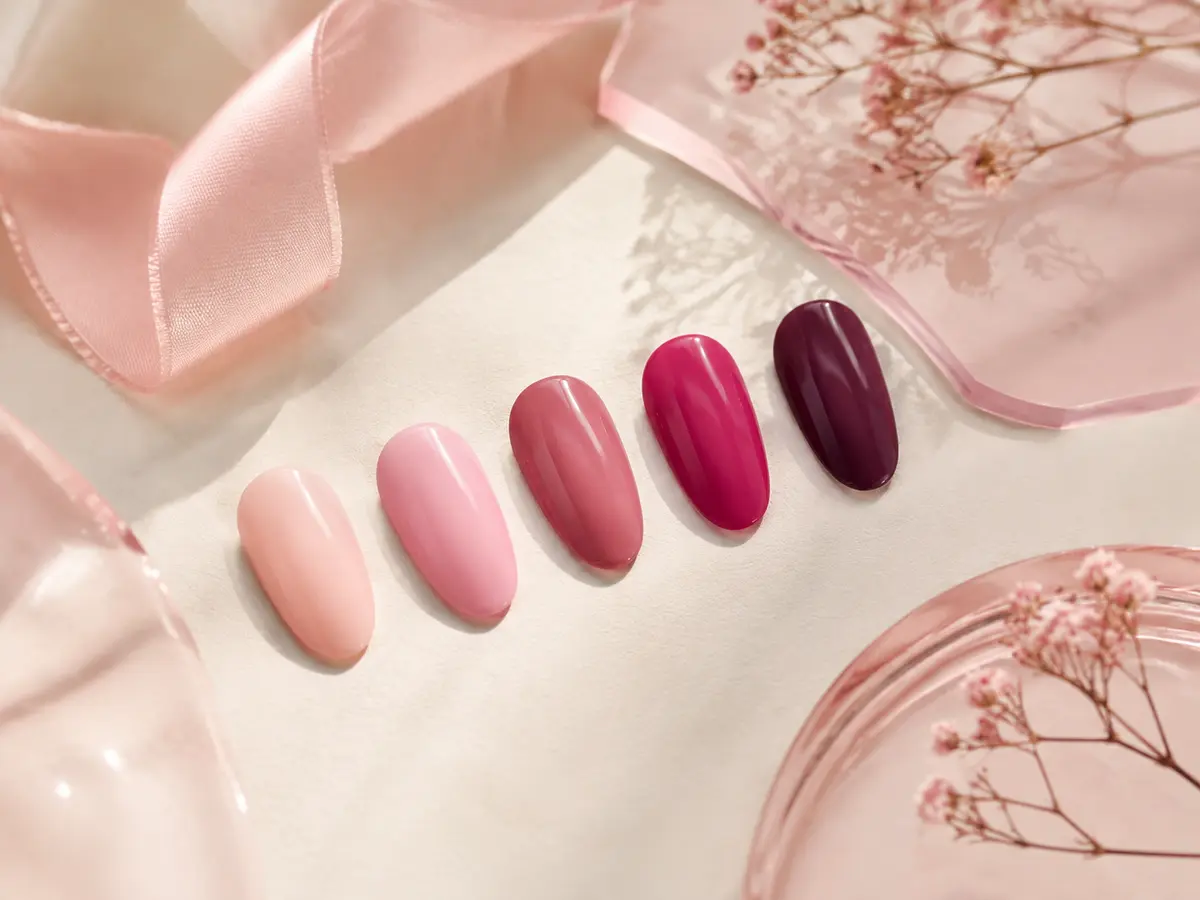 Pink, rose, blush, fuchsia and plum nail design ideas
