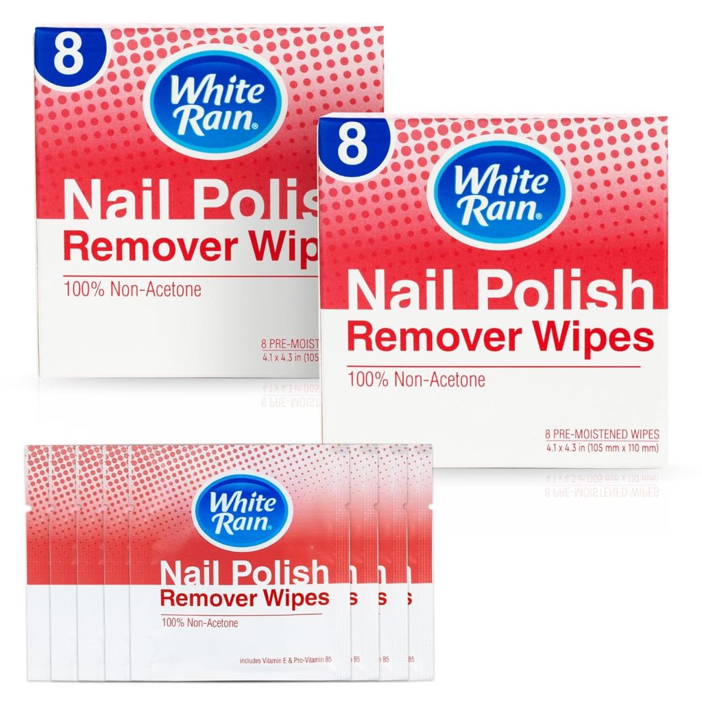 White Rain Nail Polish Remover Wipes 2 Pack – 16 Wipes – Non Acetone Nail Polish Remover Pads – Super Convenient Nail Polish Removers – Fingernail Polish Remover – Nail Polish Remover Non Acetone