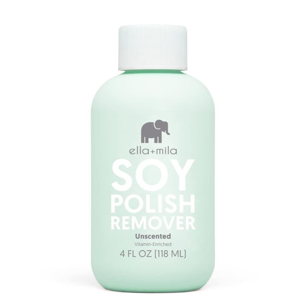 ella+mila Soy Nail Polish Remover Non-Acetone Nail Polish Remover – Non-Toxic Fingernail Polish Remover – For Natural Nail Polishes – Unscented & Enriched With Vitamins A, C & E(4 fl oz) Teal