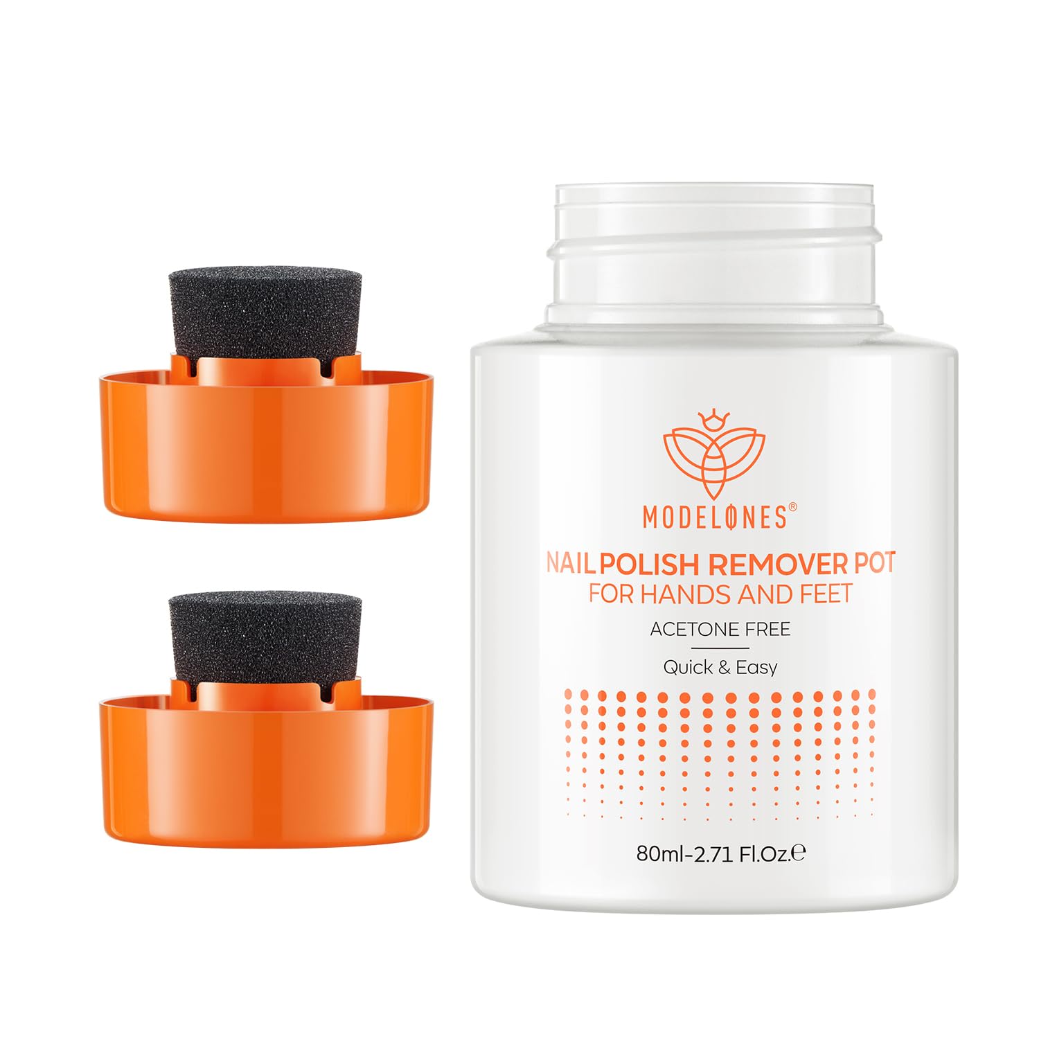 Modelones Nail Polish Remover Acetone-Free & Non Drying Nail Polish Remover Pot with Sponge-Top Lid Contains Jojoba Oil Professional Nail Remove Jar for Home Salon (80 ml)