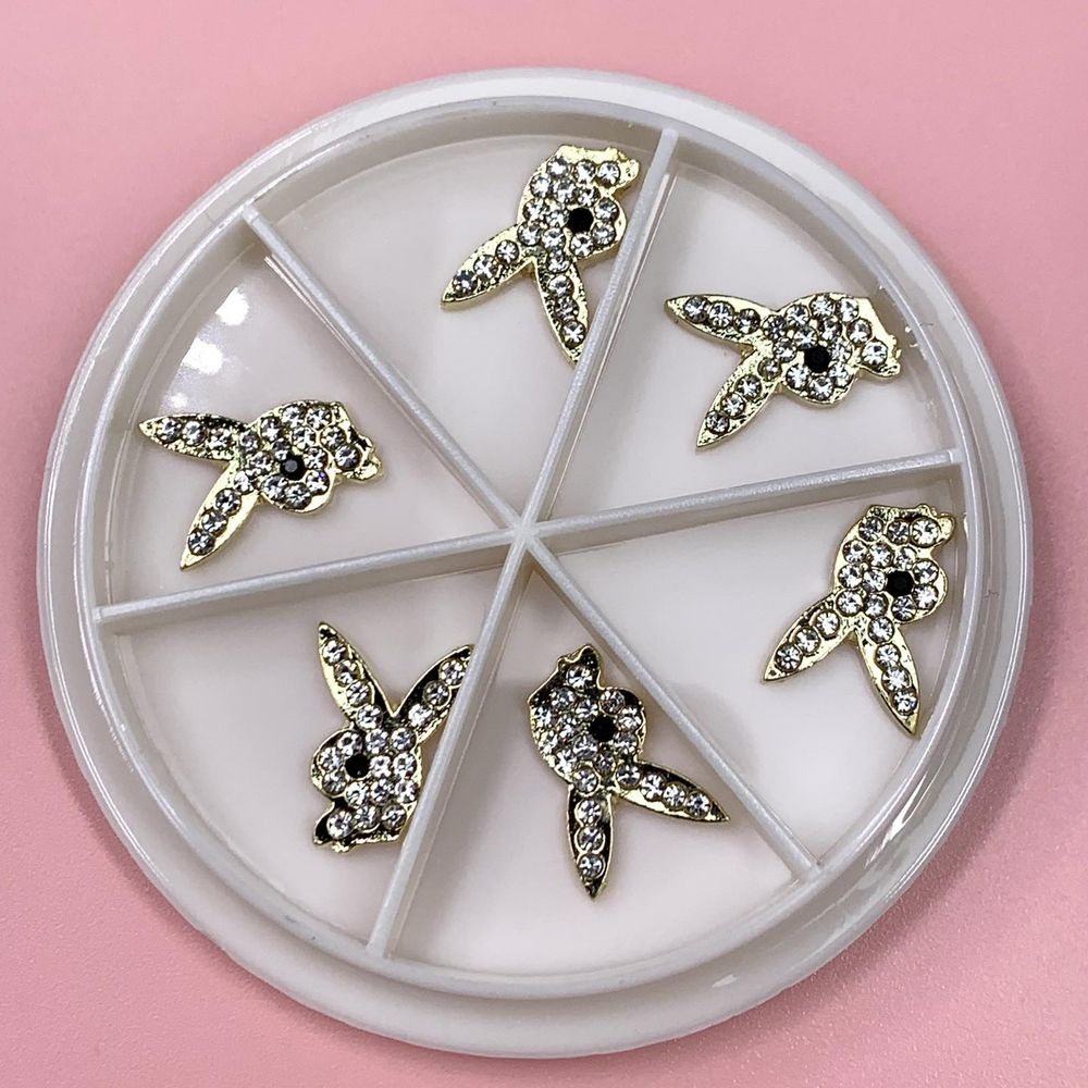 Salon Workflow: Gold Bunny Nail Charms in Service