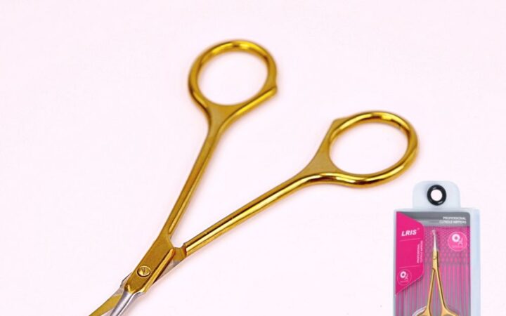 Tijeras cutícula curvas profesionales oro para salón